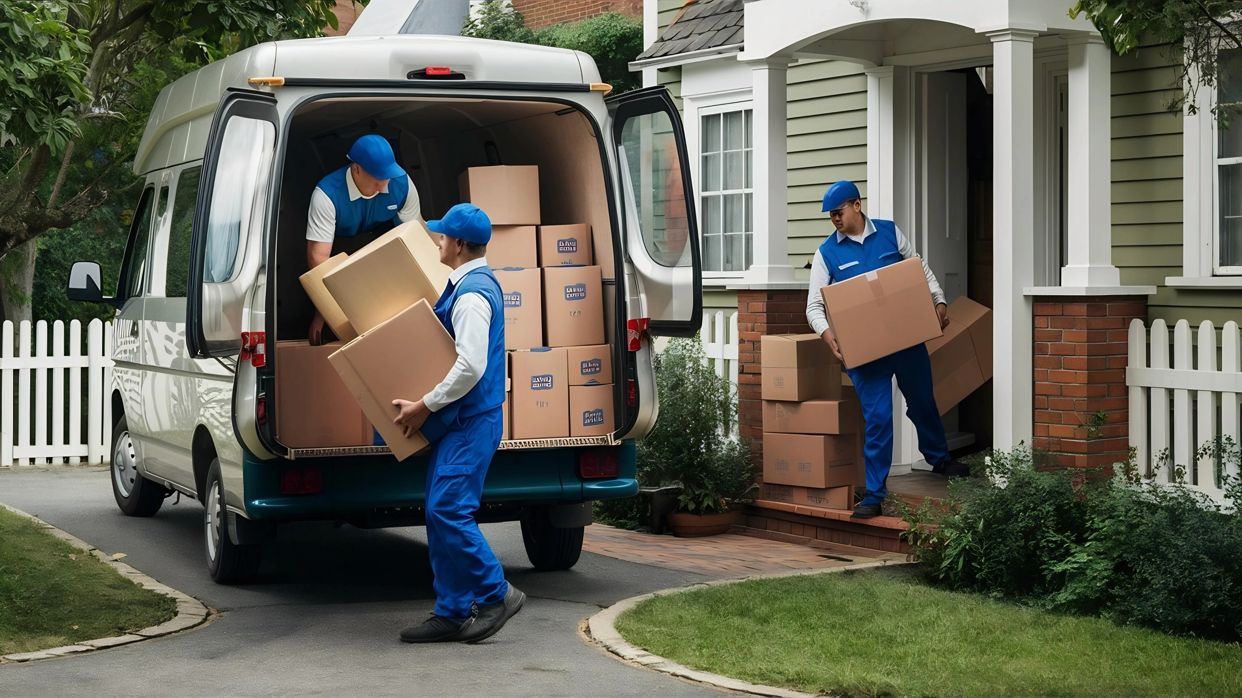 Movers unloading van