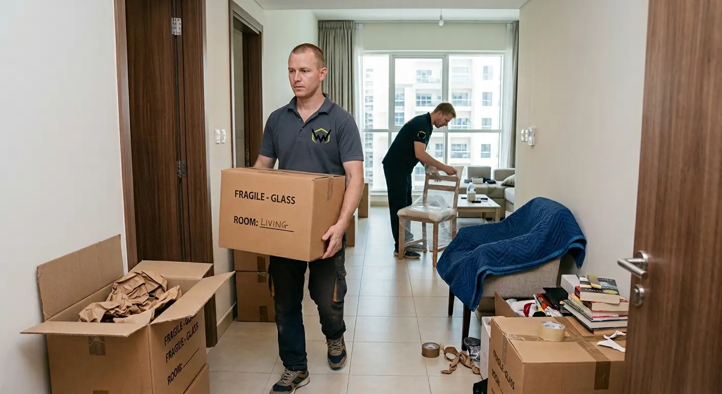 Apartment Moving stacked boxes